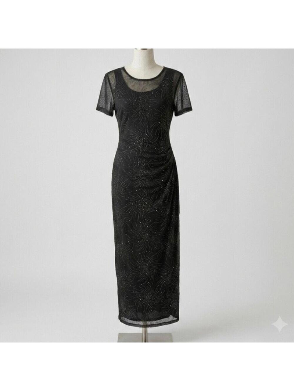 AGB vintage 90’s whimsigoth lbd mesh grunge goth beaded maxi size 12 dress
